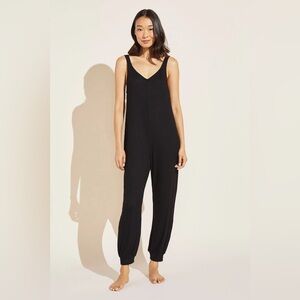 Eberjey Elon Black Bound Ribbed V-Neck Jumpsuit